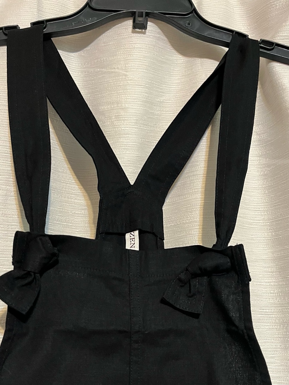 NWT Size Small Zenana Black Woven Knot Strap Wide Leg Overalls/ Jumpsuit - Picture 5 of 11